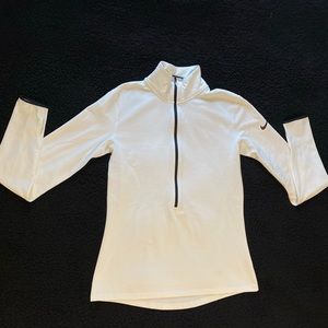 White NIKE pro Dri-fit 1/4 zip
